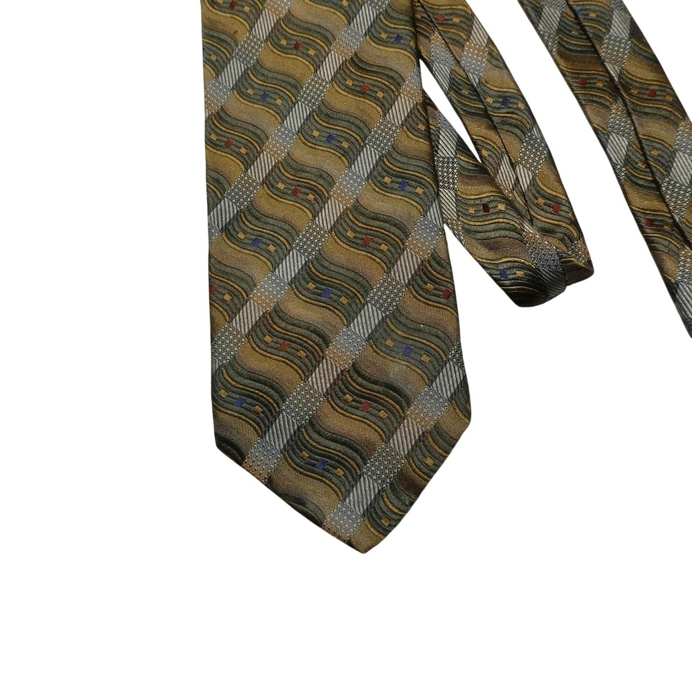 Pavone Tie Mens One‎ Size Brown Geometric 100% Silk Jacquard Necktie Italy